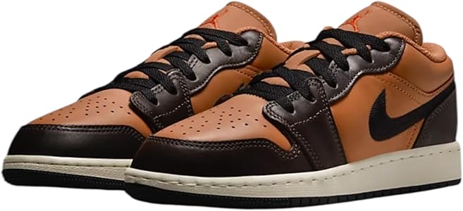 Amazon.com | Jordan Big Kid's 1 Low SE BG Flax/Black-Baroque Brown